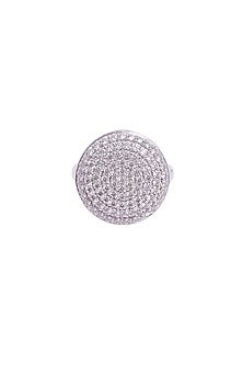 White Rhodium Finish Cubic Zirconia Ring In Sterling Silver