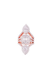 White Rhodium Finish Cubic Zirconia Ring In Sterling Silver