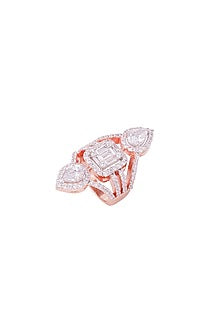 White Rhodium Finish Cubic Zirconia Ring In Sterling Silver