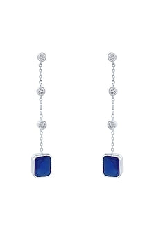 White Finish Cubic Zirconia Dangler Earrings In Sterling Silver