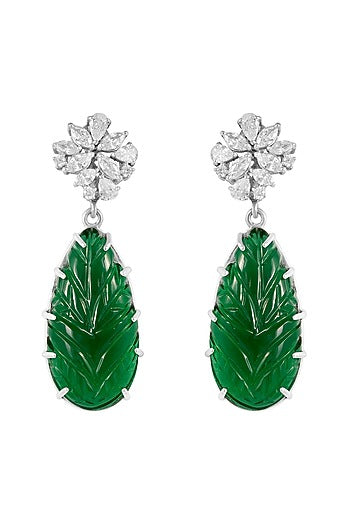 White Finish Cubic Zirconia Dangler Earrings In Sterling Silver