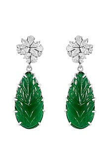 White Finish Cubic Zirconia Dangler Earrings In Sterling Silver