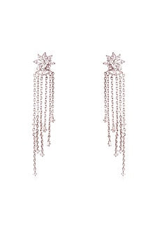 White Finish Cubic Zirconia Hoop Earrings In Sterling Silver