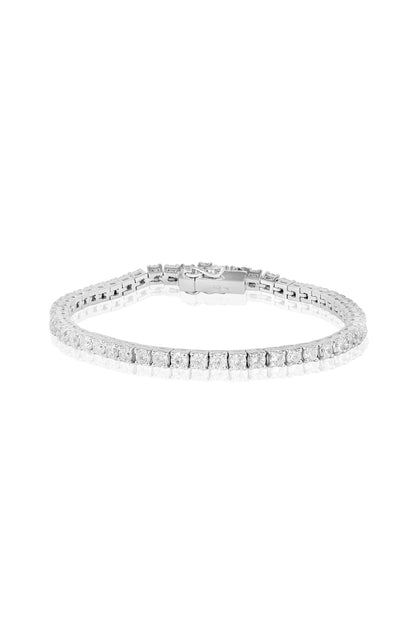 White Finish Cubic Zirconia Tennis Bracelet In Sterling Silver