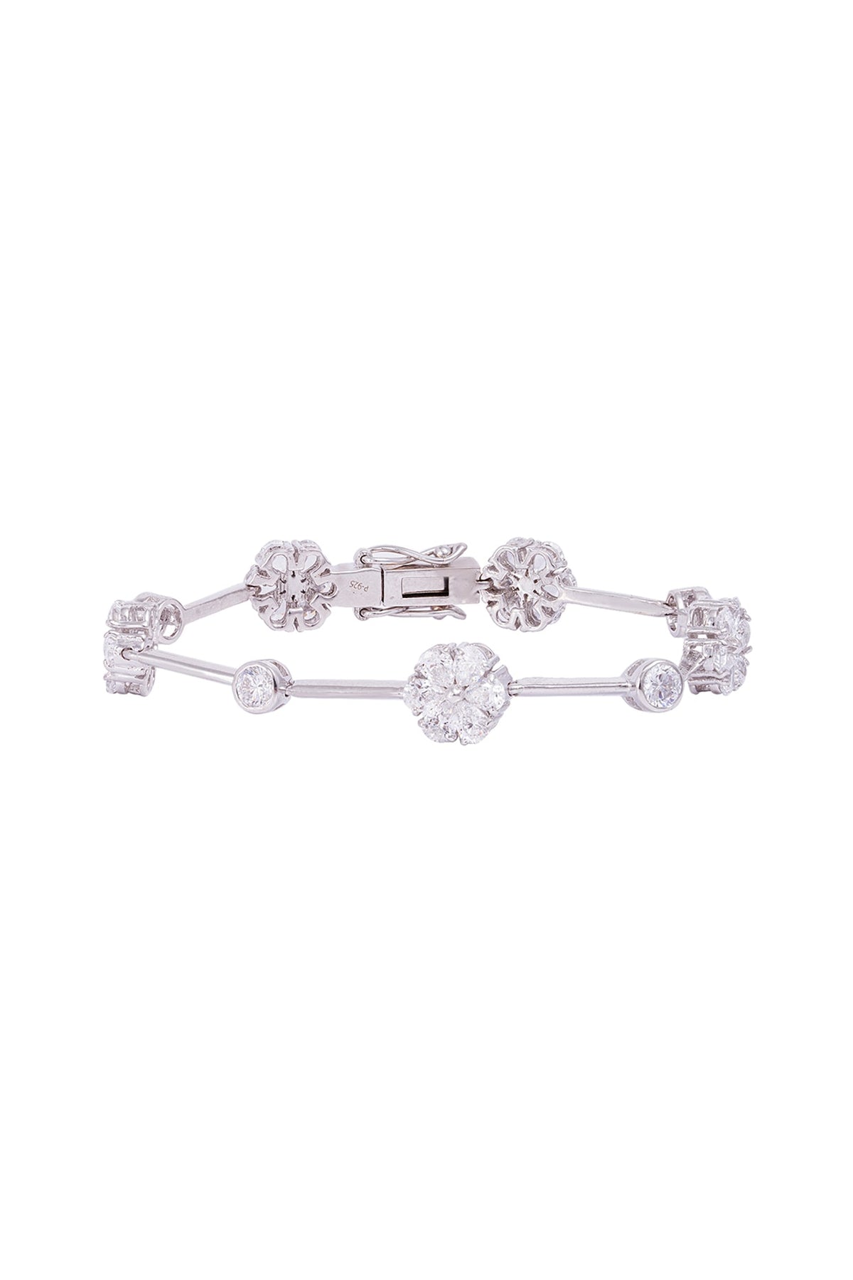 White Finish Cubic Zirconia Bracelet In Sterling Silver