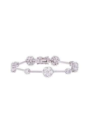 White Finish Cubic Zirconia Bracelet In Sterling Silver