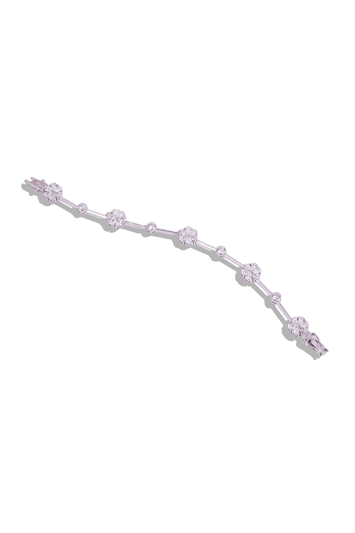 White Finish Cubic Zirconia Bracelet In Sterling Silver