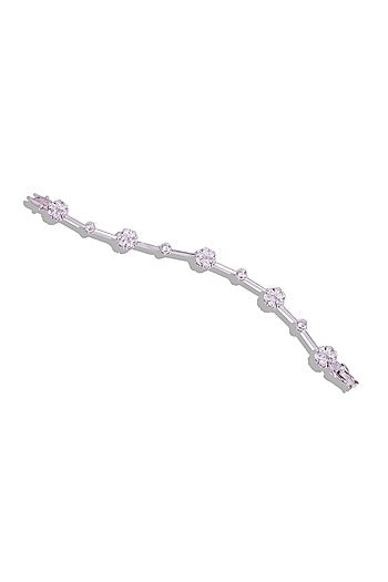 White Finish Cubic Zirconia Bracelet In Sterling Silver