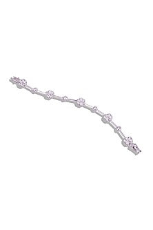White Finish Cubic Zirconia Bracelet In Sterling Silver