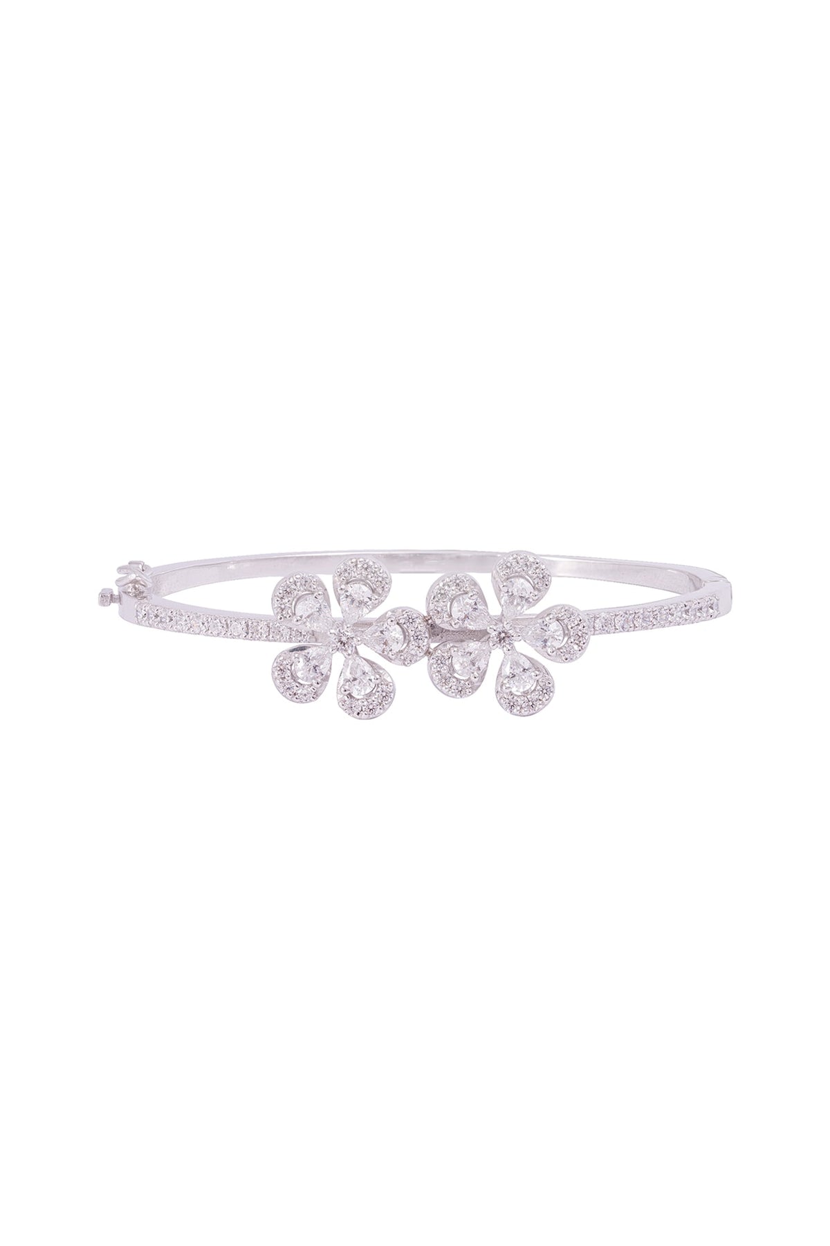 White Finish Cubic Zirconia Bracelet In Sterling Silver