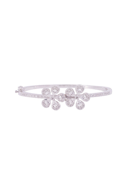 White Finish Cubic Zirconia Bracelet In Sterling Silver