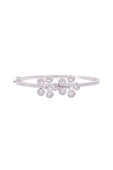 White Finish Cubic Zirconia Bracelet In Sterling Silver