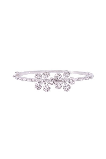 White Finish Cubic Zirconia Bracelet In Sterling Silver