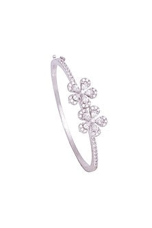 White Finish Cubic Zirconia Bracelet In Sterling Silver