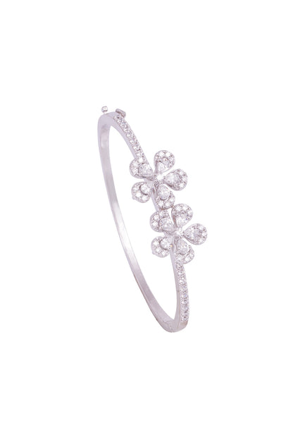 White Finish Cubic Zirconia Bracelet In Sterling Silver
