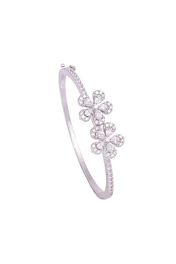 White Finish Cubic Zirconia Bracelet In Sterling Silver