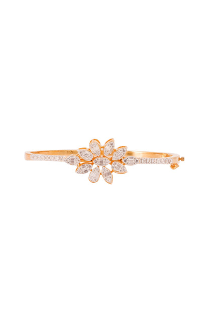 Gold Finish Cubic Zirconia Bracelet In Sterling Silver