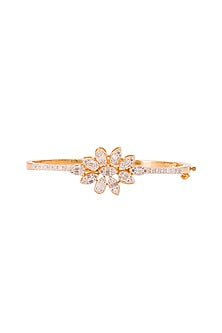Gold Finish Cubic Zirconia Bracelet In Sterling Silver