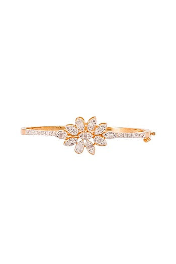 Gold Finish Cubic Zirconia Bracelet In Sterling Silver