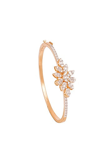 Gold Finish Cubic Zirconia Bracelet In Sterling Silver