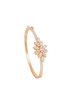 Gold Finish Cubic Zirconia Bracelet In Sterling Silver
