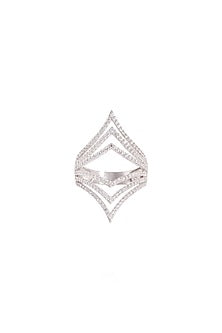 White Rhodium Finish Cubic Zirconia Ring In Sterling Silver