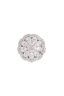 White Rhodium Finish Cubic Zirconia Ring In Sterling Silver