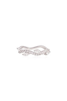 White Rhodium Finish Cubic Zirconia Ring In Sterling Silver
