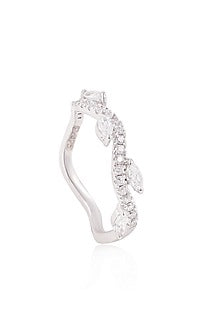 White Rhodium Finish Cubic Zirconia Ring In Sterling Silver