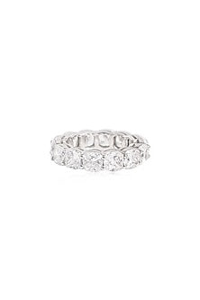 White Rhodium Finish Cubic Zirconia Ring In Sterling Silver