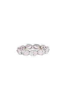 White Rhodium Finish Cubic Zirconia Ring In Sterling Silver