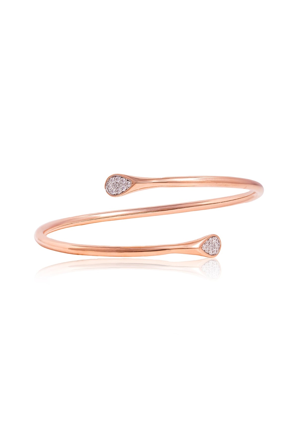 Rose Gold Finish Cubic Zirconia Bracelet In Sterling Silver