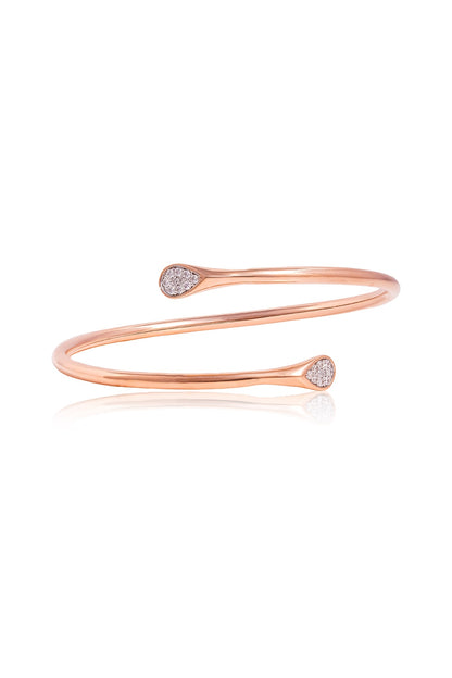 Rose Gold Finish Cubic Zirconia Bracelet In Sterling Silver