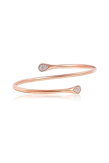 Rose Gold Finish Cubic Zirconia Bracelet In Sterling Silver