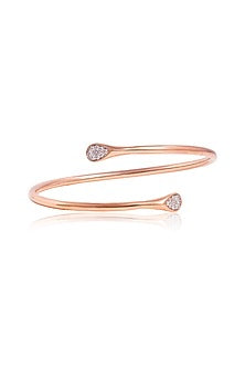 Rose Gold Finish Cubic Zirconia Bracelet In Sterling Silver