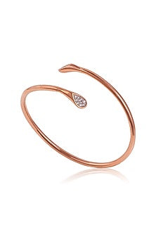 Rose Gold Finish Cubic Zirconia Bracelet In Sterling Silver