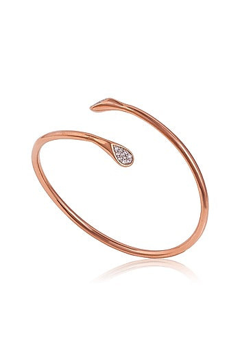 Rose Gold Finish Cubic Zirconia Bracelet In Sterling Silver