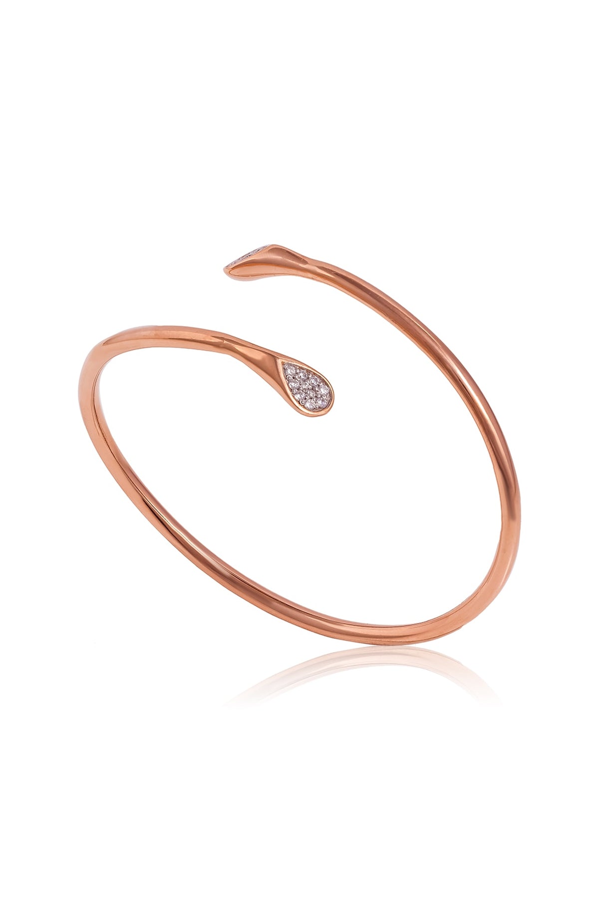 Rose Gold Finish Cubic Zirconia Bracelet In Sterling Silver