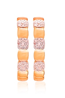Yellow Gold Finish Cubic Zirconia Hoop Earrings In Sterling Silver