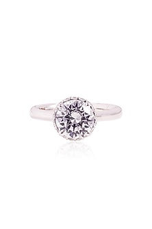 White Finish 8ct Round-Cut Solitaire Cubic Zirconia Ring In Sterling Silver