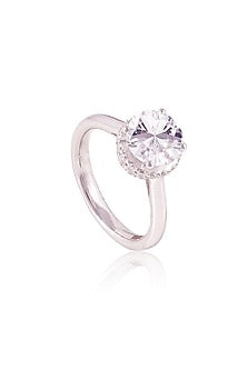 White Finish 8ct Round-Cut Solitaire Cubic Zirconia Ring In Sterling Silver