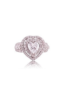 Rose Gold Finish Heart-Shaped Cubic Zirconia Ring In Sterling Silver