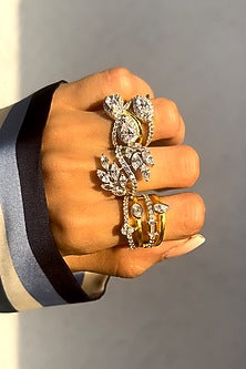 White Finish Marquise Imported Cubic Zirconia Ring In Sterling Silver