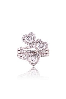 White Finish Cubic Zirconia Ring In Sterling Silver