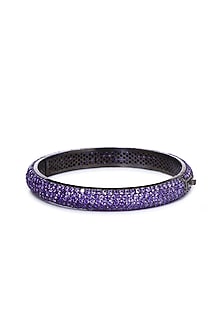 White Finish Openable Cubic Zirconia Bangle In Sterling Silver