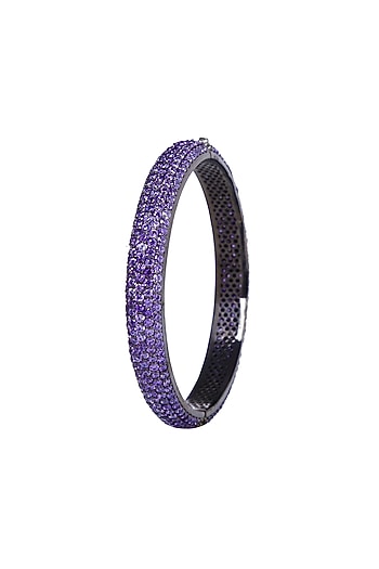 White Finish Openable Cubic Zirconia Bangle In Sterling Silver