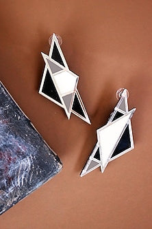 Grey Mismatch Acrylic Handmade Earrings