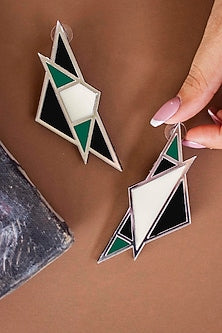 Green Mismatch Acrylic Handmade Earrings