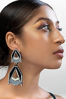 Grey Acrylic Double Drop Earrings