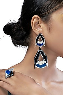 Blue Acrylic Double Drop Earrings
